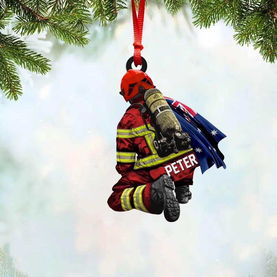 Personalized Australian Firefighter Christmas Acrylic/Plastic Ornament Printed QTVQ0610