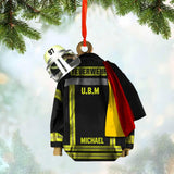 Personalized German Firefighter Christmas Wood Ornament Printed 22OCT-DT10