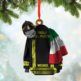 Personalized Italian Firefighter Christmas Wood Ornament Printed 22OCT-DT10