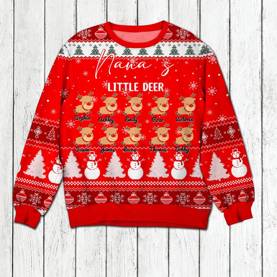 Personalized Nana's Litter Deer Christmas Sweatshirt Prined QTHY1510