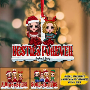 Personalized Always Sisters Besties Forever Soul Sisters Besties Gifts Christmas Wood Ornament Printed 22OCT-DT17