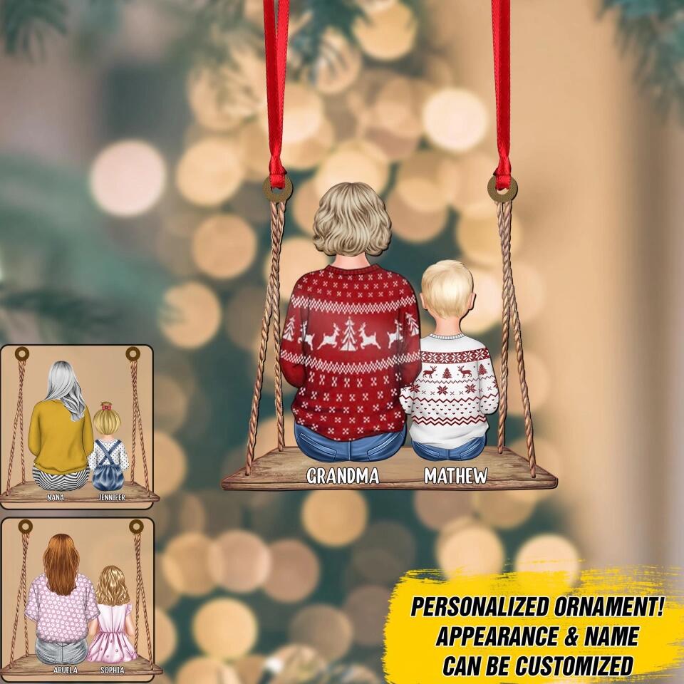 Personalized Grandma Kid Grandma Gifts Christmas Wood Ornament Printed OCT-DT18