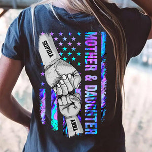 Personalized Mom And Kid Hand American Flag Tshirt Printed 22OCT-HQ19