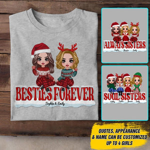 Personalized Always Sisters Besties Forever Soul Sisters Besties Gifts Christmas Tshirt Printed 22OCT-DT20