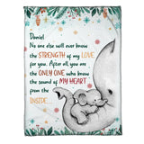 Personalized Mom And Kid Elephant Strength And Love Quilt Blanket Printed QTDT2010