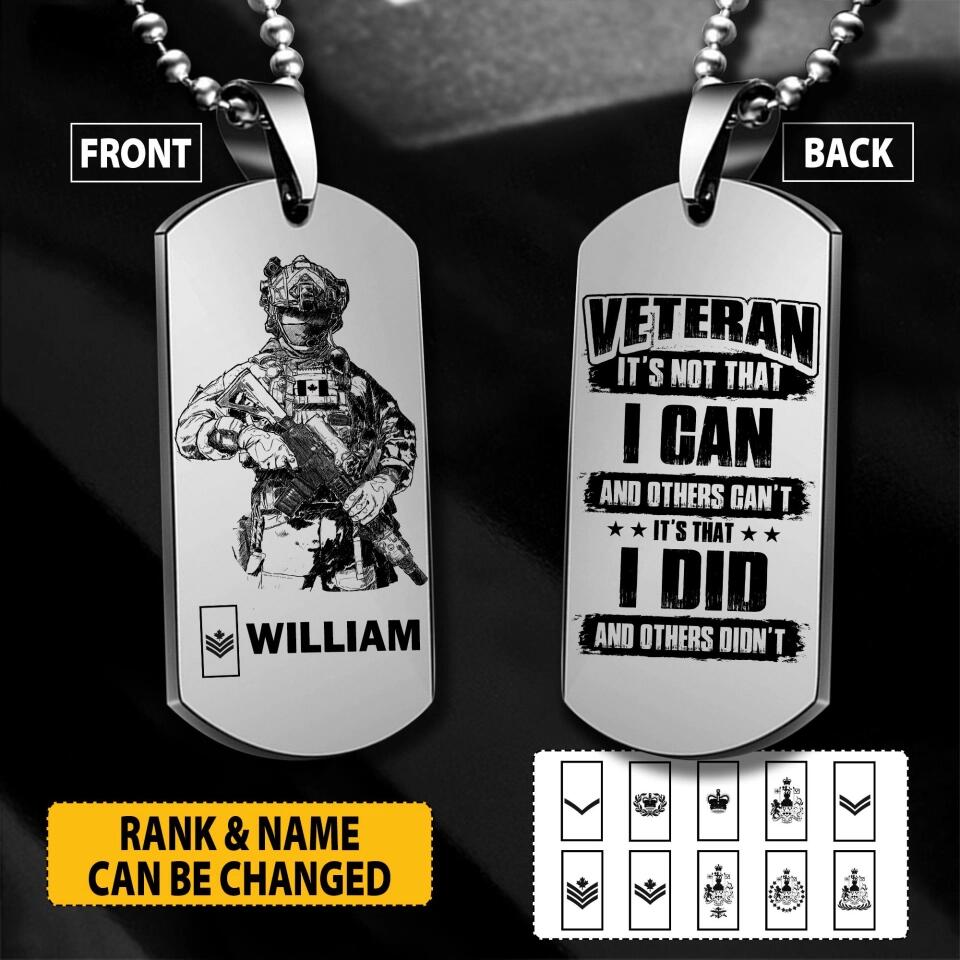 Personalized Canadian Veteran It's Not That I Can Others Can't It's That I Did  Necklaces Printed 22OCT-HY21