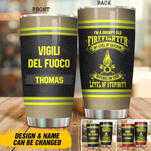 Personalized Grumpy Old Italian Firefighter Tumbler Printed 22OCT-DT21