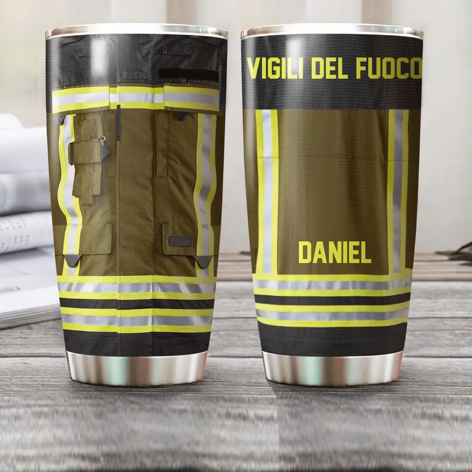 Personalized Italian Firefighter Uniform 3D Printed Tumbler QTHQ2410