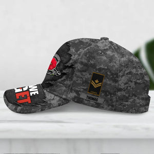 Personalized Canadian Veteran/ Solider Lest We Forget Camo Rank Peaked Cap 3D Printed QTDT2710