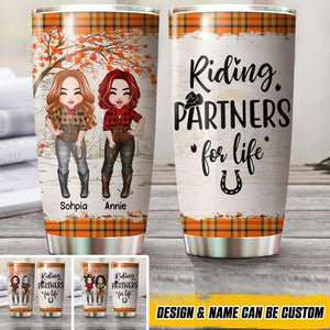 Personalized Riding Partners For Life Autumn Besties Tumbler Printed OCT22-HQ29