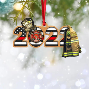 Personalized Firefighter Uniform 2022 Christmas Wood Ornament Printed 22NOV-DT02