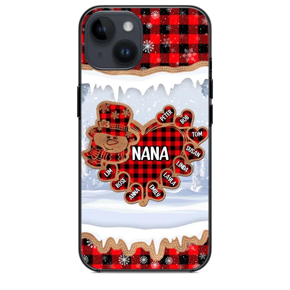 Personalized Grandma Nana Auntie Snowman Kid Name Caro Christmas 3D Printed Phonecase 22NOV-HQ02