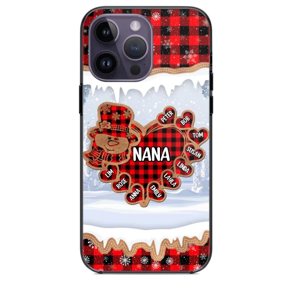 Personalized Grandma Nana Auntie Snowman Kid Name Caro Christmas 3D Printed Phonecase 22NOV-HQ02