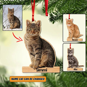 Personalized Your Image Cat Wood Ornament Printed 22NOV-HY04