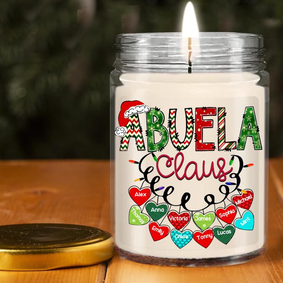 Personalized Grandma Nana Mimi Claus Kid Name Christmas Candle QTDT0711