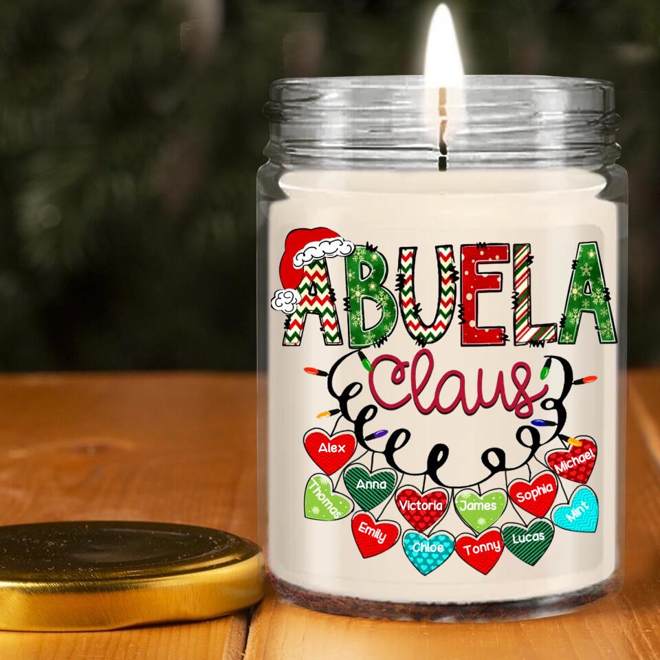 Personalized Grandma Nana Mimi Claus Kid Name Christmas Candle QTDT0711