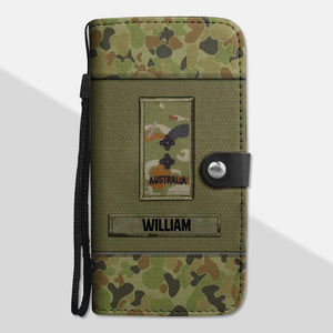 Personalized Australian Solider/ Veteran Rank Camo Phone Leather Wallet 22NOV-HY09