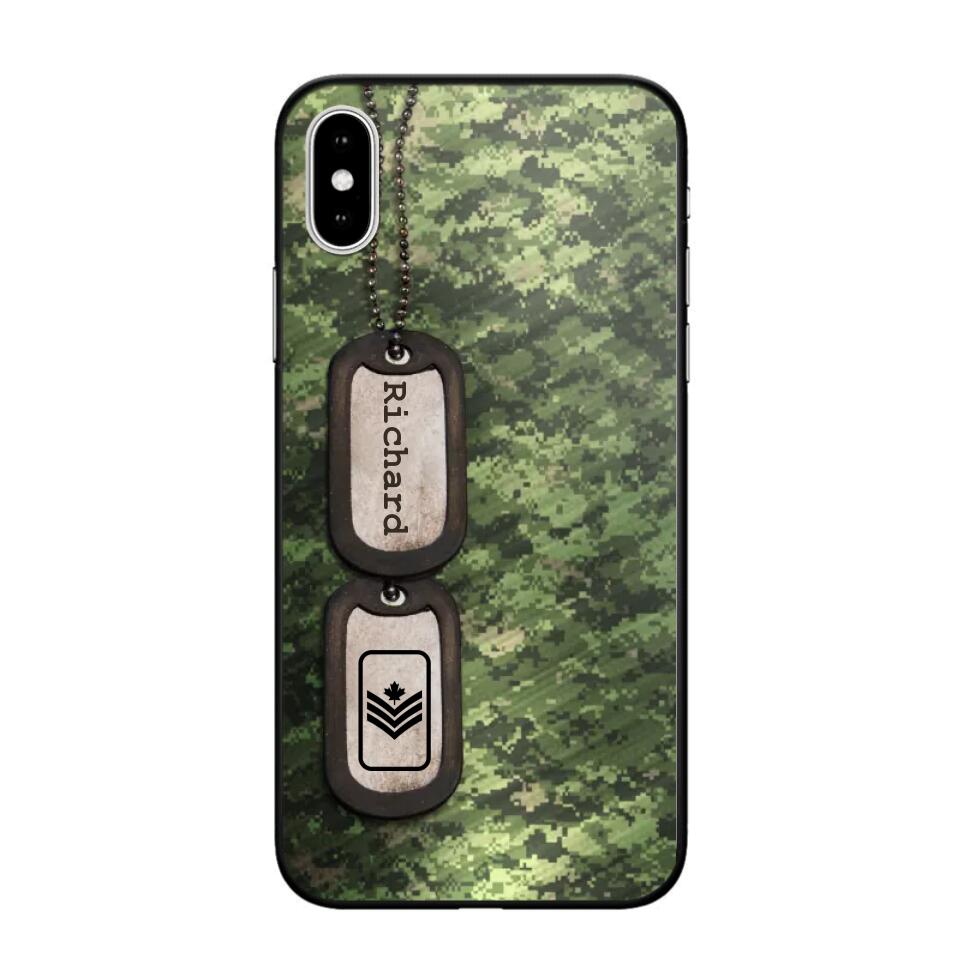 Personalized Canadian Solider/ Veteran Camo Rank 3D Printed Phonecase 22NOV-DT11