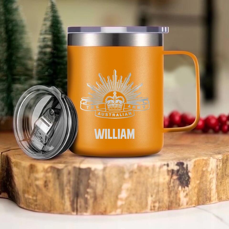 Personalized Australian Solider/ Veteran With Your Unit Logo Laser Handle Cup Printed 22NOV-HY21