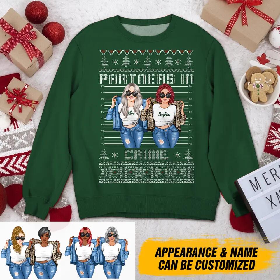 Personalized Partners In Crime Bestie Gifts Sweater Printed QTDT2111