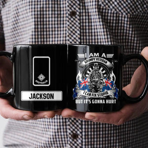 Personalized I am A Grumpy Veteran I Can Fix Stupid But It's Gonna Hurt Australian Veteran Black Mug QTDT2211