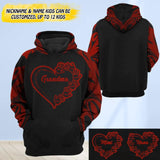 Personalized Grandma Heart Hands Hoodie 3D Printed QTDT2311