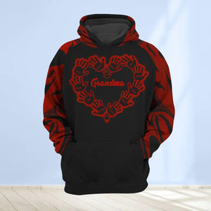 Personalized Grandma Heart Hands Hoodie 3D Printed QTDT2311