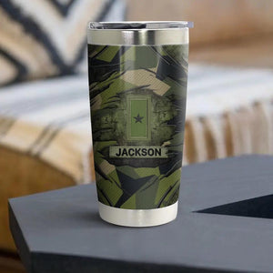 Personalized Sweden Veteran/Soldier Rank Tear Camo Tumbler Printed 22NOV-HY24