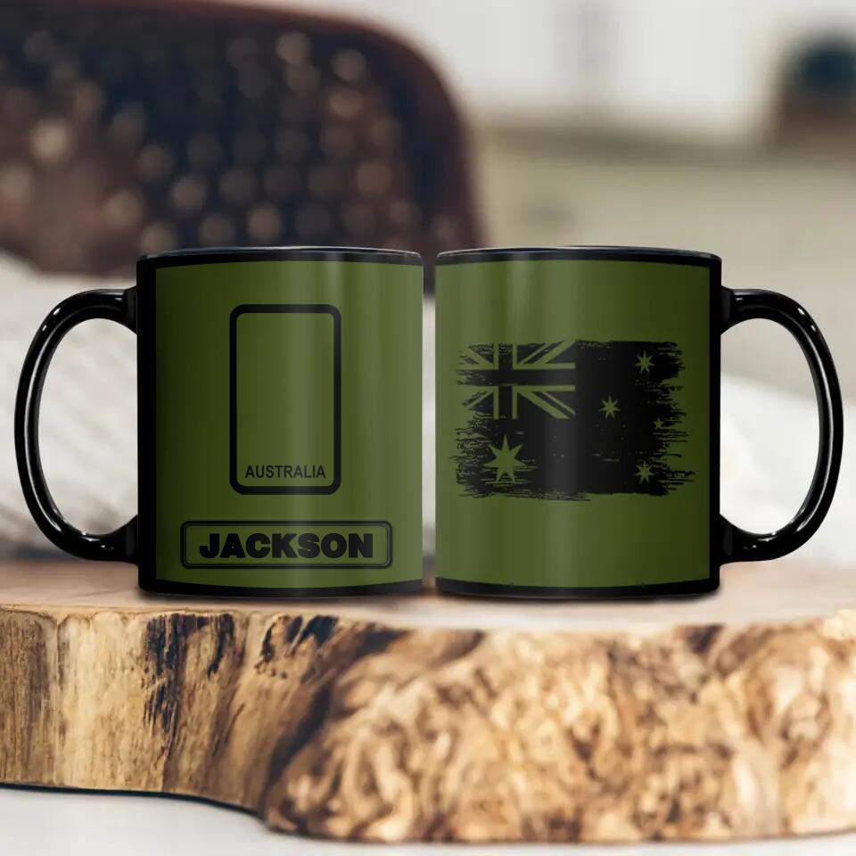 Personalized Australian Solider/ Veteran Rank Black Mug Printed 22NOV-HQ25