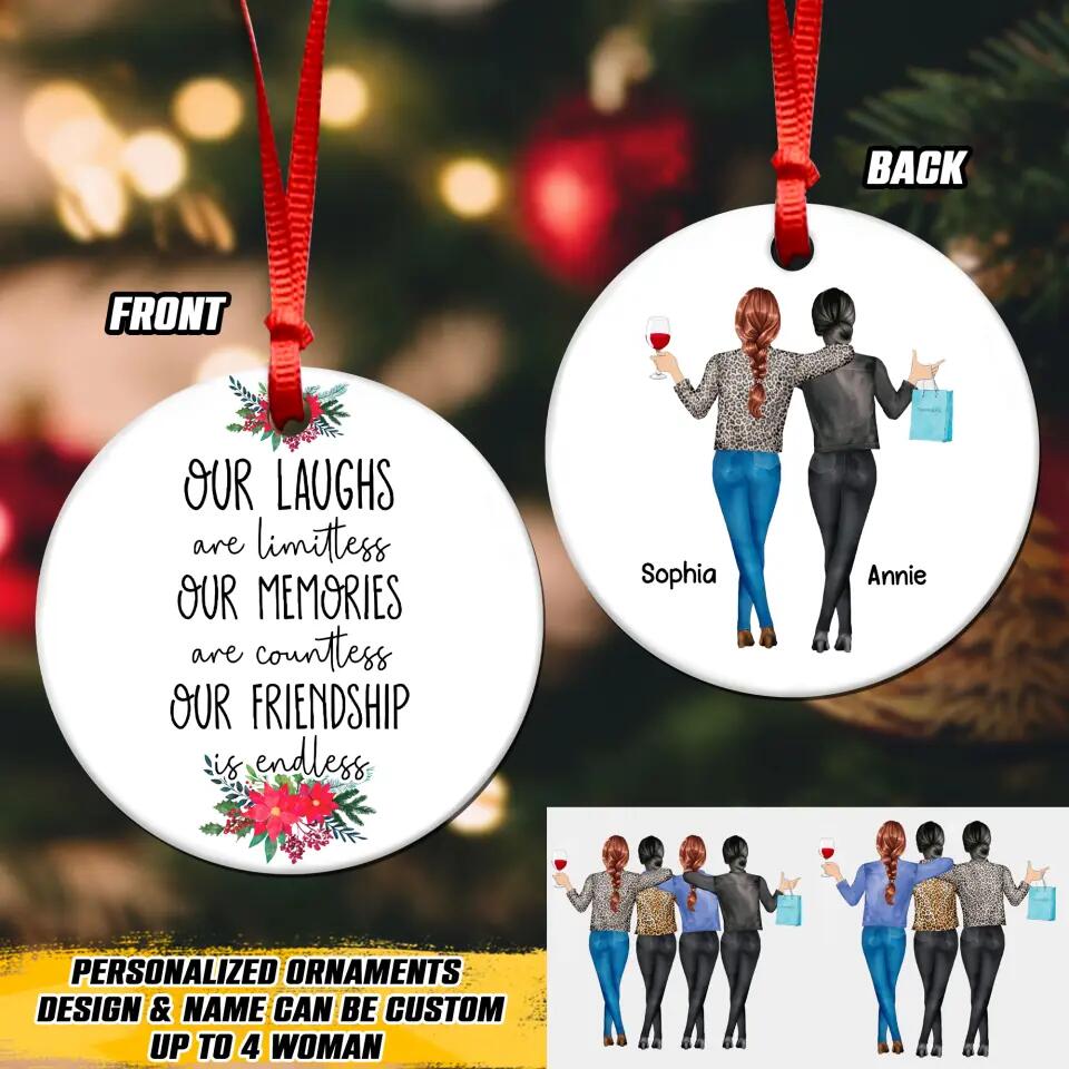 Personalized Our Laughs Our Memories Our Friendship Besties Gifts Christmas Acrylic/Plastic Ornament Printed QTHQ2611