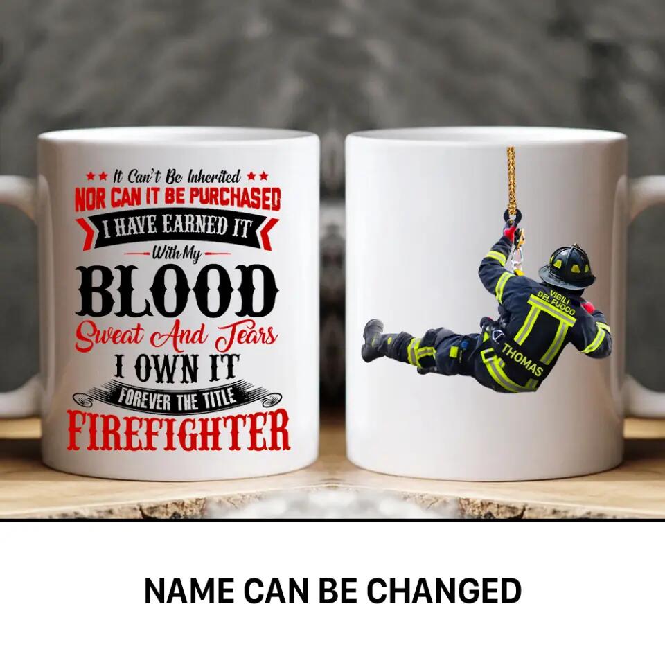 Personalized Italian Firefighter Uniform Forever The Title Firefighter Mug Printed 22NOV-HY28