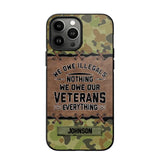 Personalized Australian Solider/ Veteran We Owe Illegals Nothing We Owe Our Veterans Camo Phonecase 3D Printed 22NOV-HY29