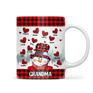 Personalized Grandma Snowman Kid Name Heart Caro Printed Mug 22NOV-DT29