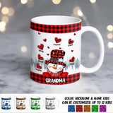 Personalized Grandma Snowman Kid Name Heart Caro Printed Mug 22NOV-DT29