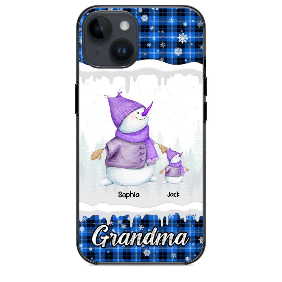 Personalized Snowman Grandma & Kid Name Christmas Phonecase 3D Printed 22DEC-HQ06