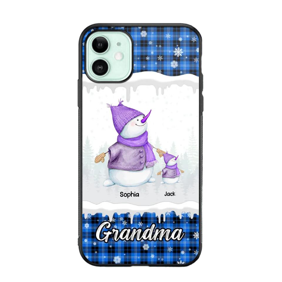 Personalized Snowman Grandma & Kid Name Christmas Phonecase 3D Printed 22DEC-HQ06