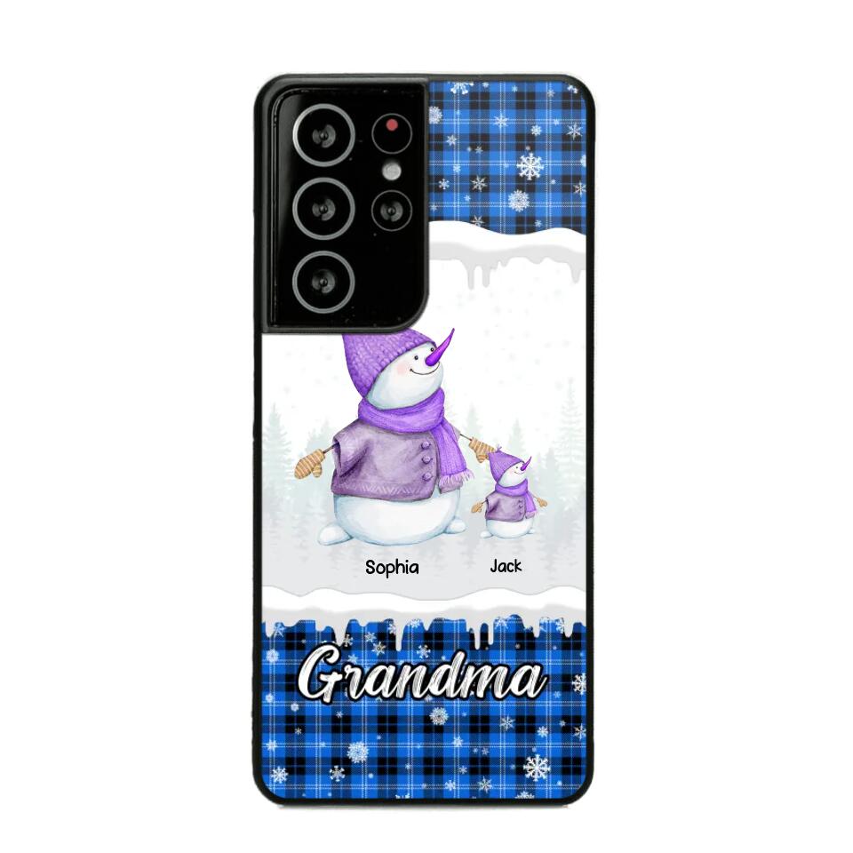 Personalized Snowman Grandma & Kid Name Christmas Phonecase 3D Printed 22DEC-HQ06