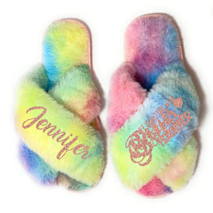 Personalized Besties Forever Soul Sisters Besties Gifts Fur Slippers Printed PNDT0612