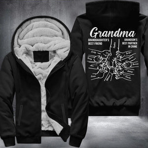 Personalized Grandma Granddaughter's Best Friend Grandson's Best Partner In Crime Printed Fleece Hoodie 22DEC-HQ06