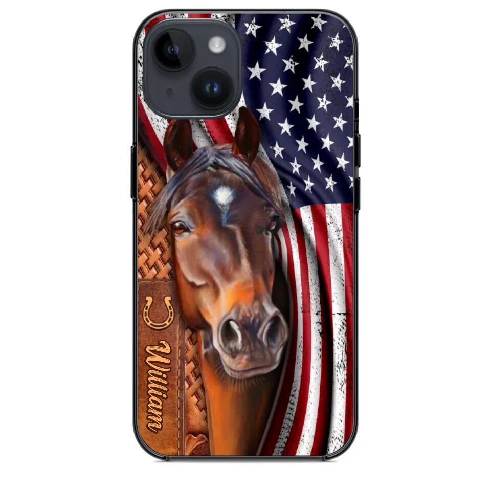 Personalized Horse Lovers Us Flag Phonecase 3D Printed 22DEC-HQ07