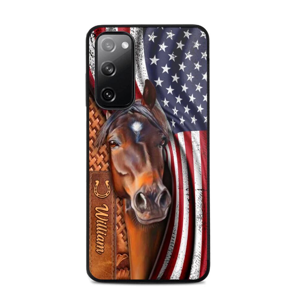 Personalized Horse Lovers Us Flag Phonecase 3D Printed 22DEC-HQ07