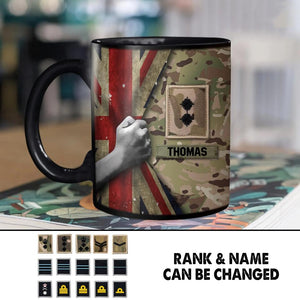 Personalized British Veteran/Soldier Camo Flag Black Mug Printed 22DEC-HY08