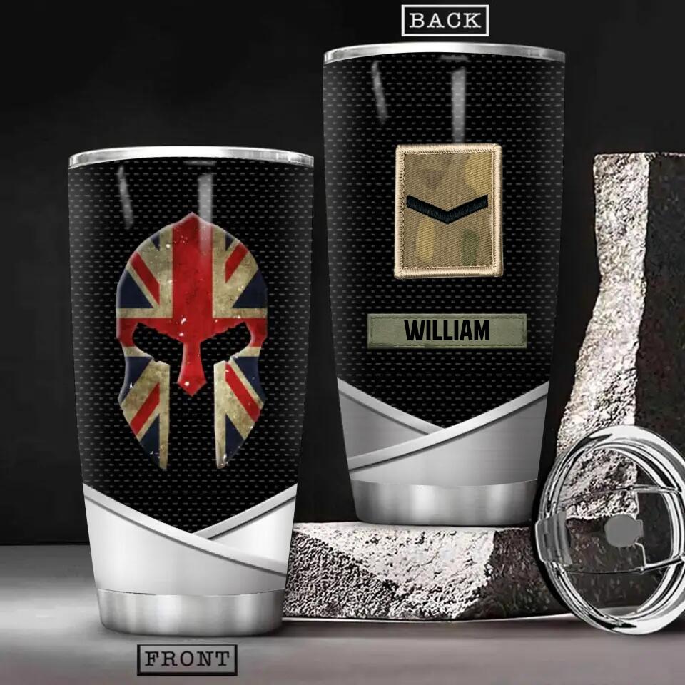 Personalized UK Solider/Veteran Rank Camo Tumbler Printed 22DEC-HY08