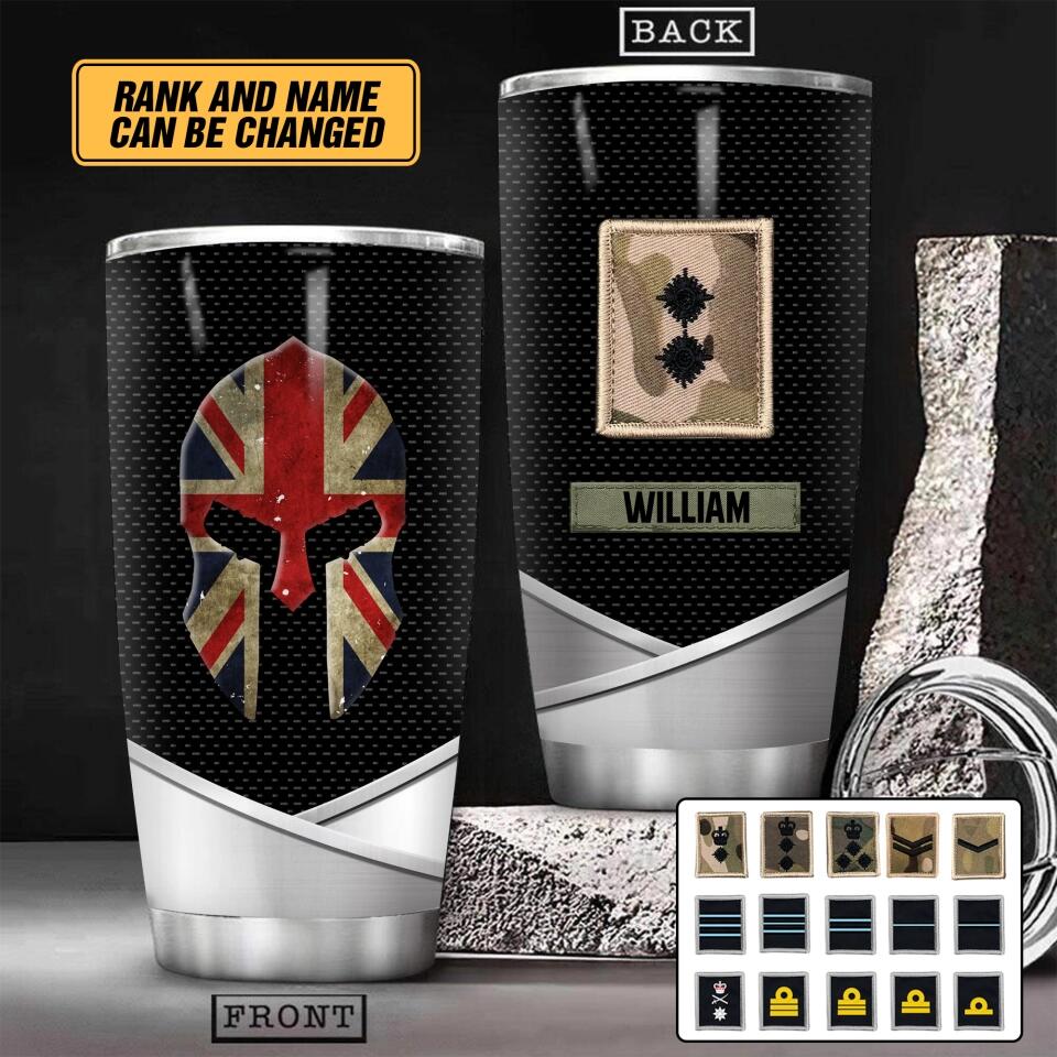 Personalized UK Solider/Veteran Rank Camo Tumbler Printed 22DEC-HY08