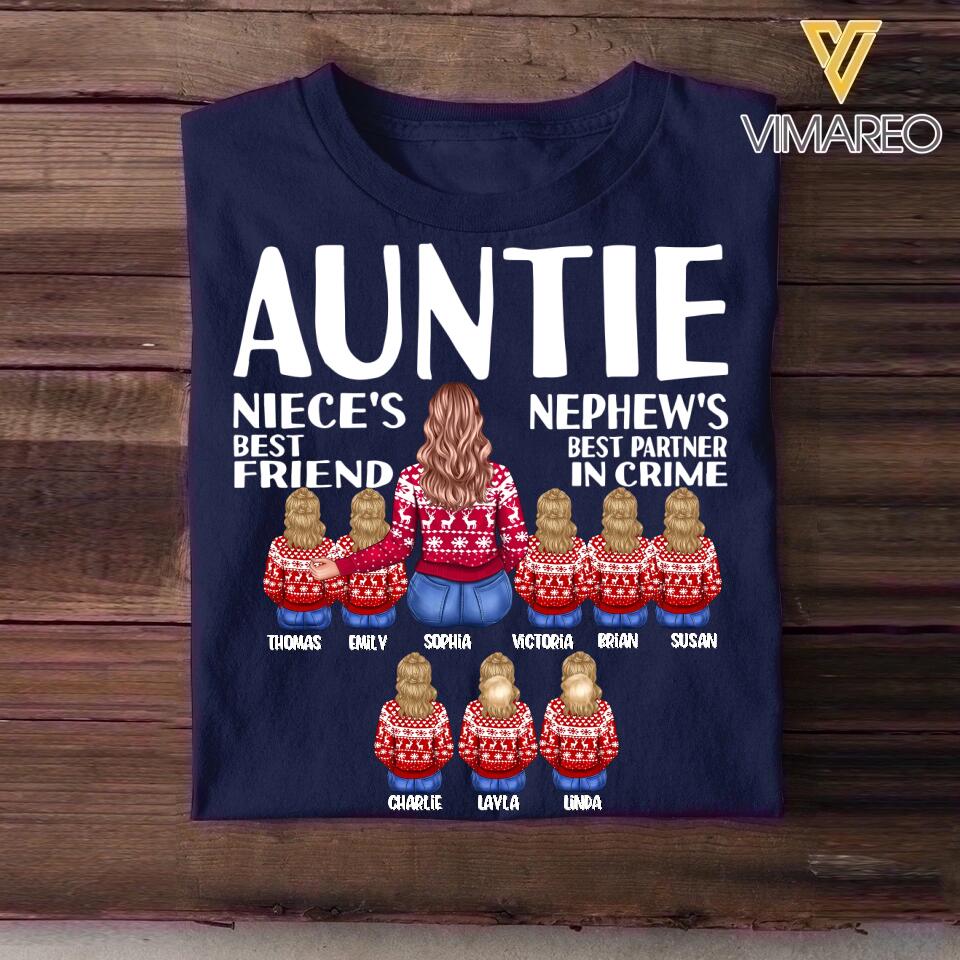 Personalized Auntie Niece's Best Friend Nephew's Best Partner In Crime Kid Name Tshirt Printed 22DEC-HQ08