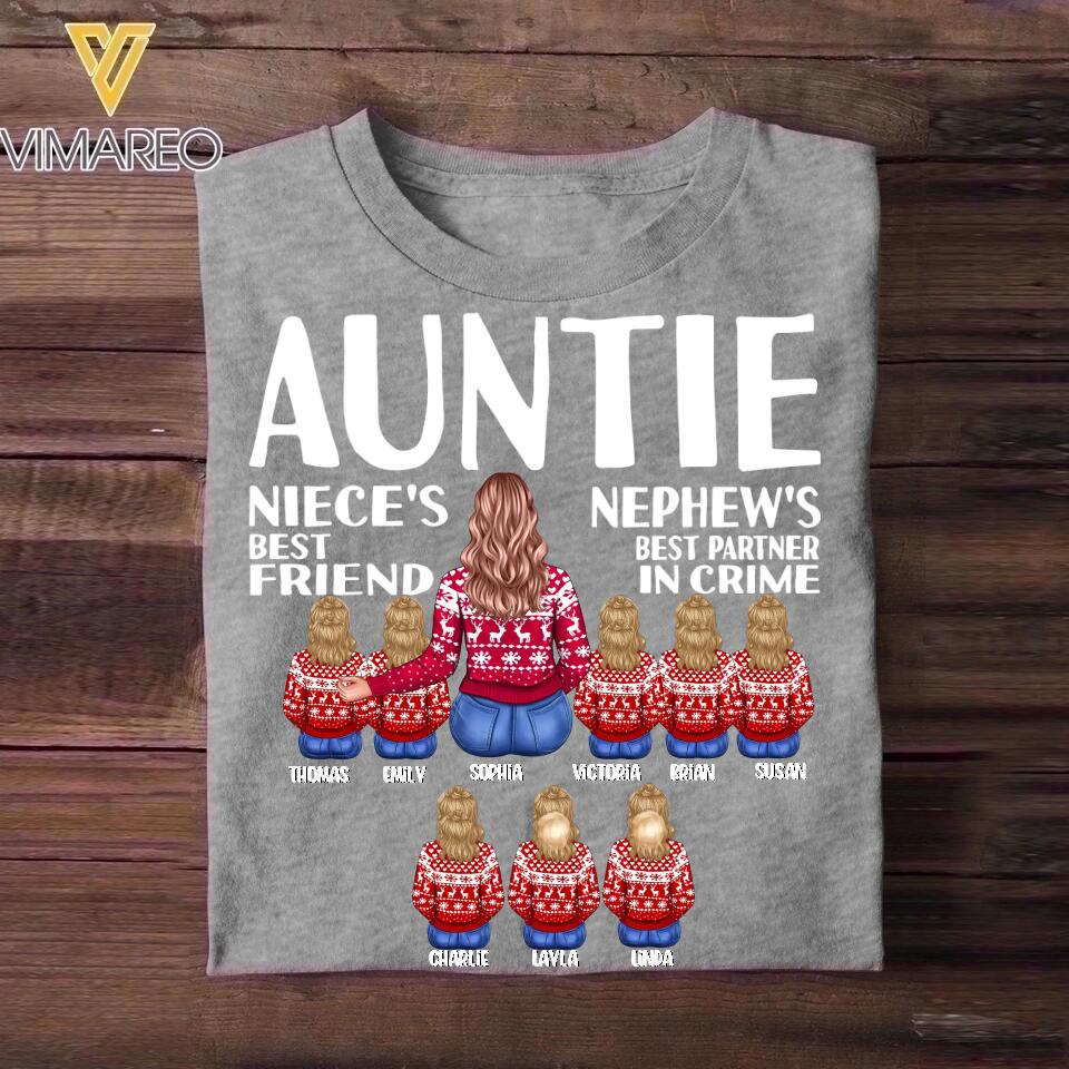 Personalized Auntie Niece's Best Friend Nephew's Best Partner In Crime Kid Name Tshirt Printed 22DEC-HQ08