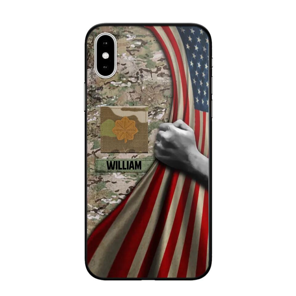 Personalized US Solider/Veteran Rank Camo Flag Phonecase 3D Printed 22DEC-DT08