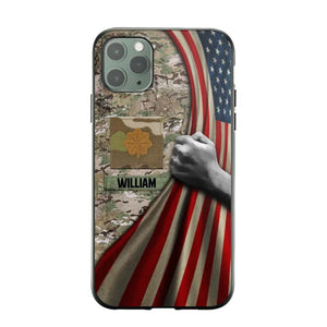 Personalized US Solider/Veteran Rank Camo Flag Phonecase 3D Printed 22DEC-DT08