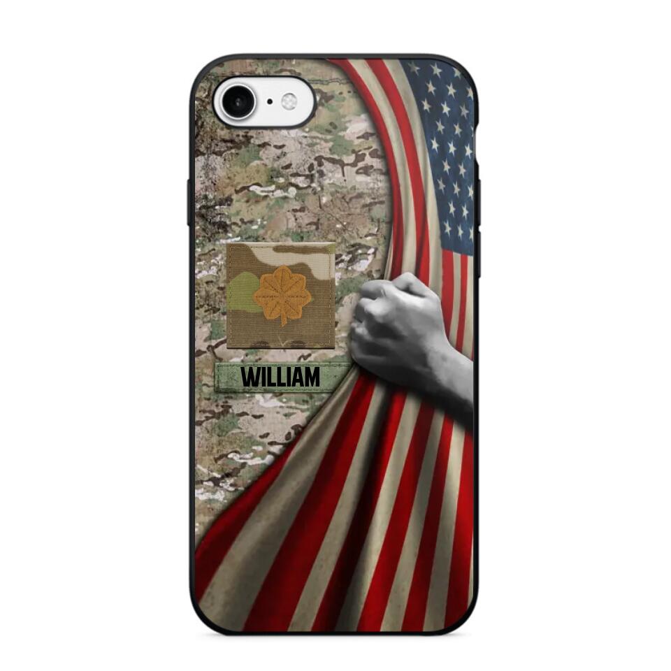 Personalized US Solider/Veteran Rank Camo Flag Phonecase 3D Printed 22DEC-DT08