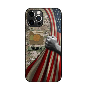 Personalized US Solider/Veteran Rank Camo Flag Phonecase 3D Printed 22DEC-DT08